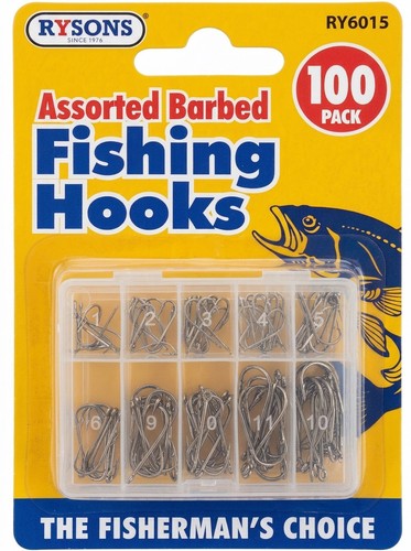 Fishing hooks barbed eyed - barbed, 100